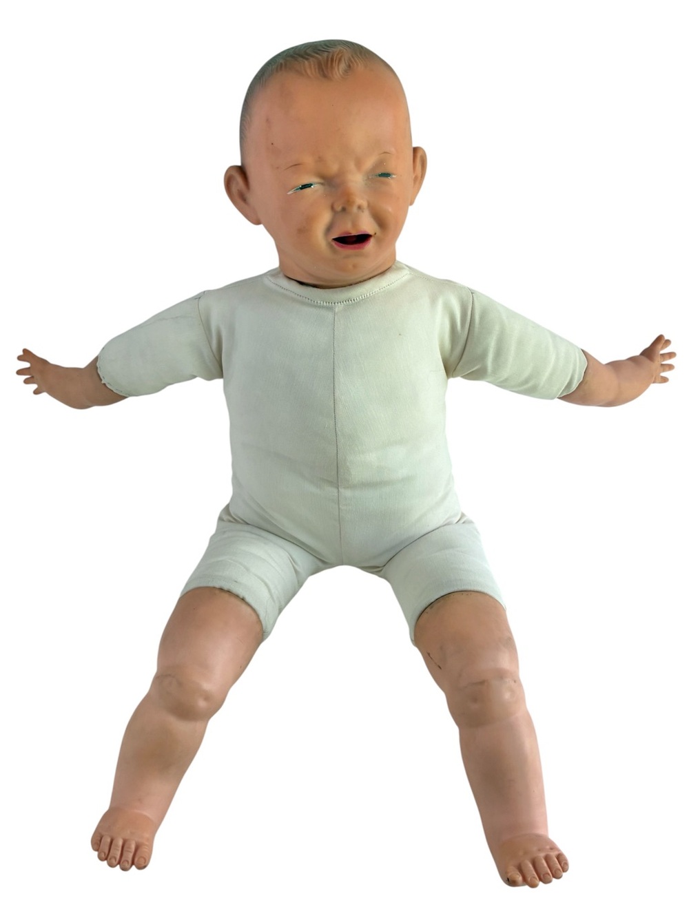 Vintage 1950s Ideal Blessed Event Baby Doll 21” Crying Mad Face As Is